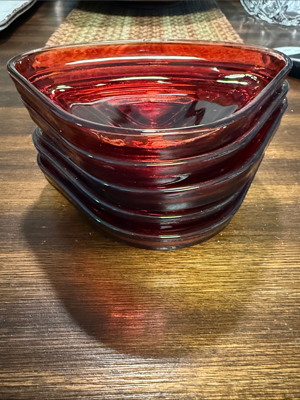 Anchor Hocking set of 5 Manhattan Ruby Red relish dishes